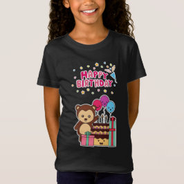 Cute Bear Birthday Celebration - Adorable Cartoon T-Shirt