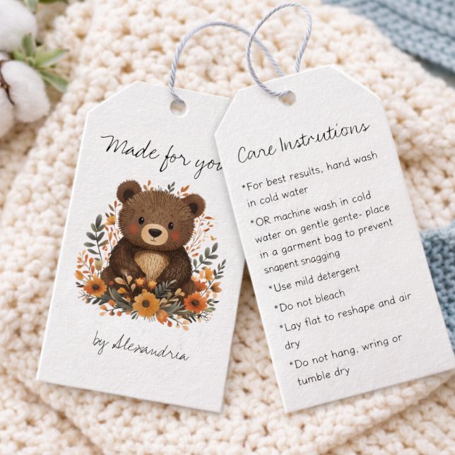 Cute Bear Crochet/Knit Handmade Care Instructions Geschenkanhänger (Von Creator hochgeladen)