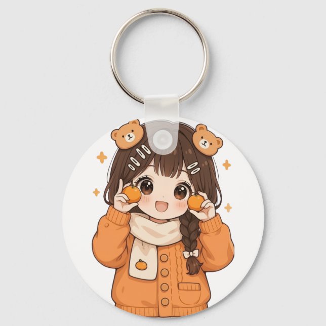 Cute bear girl keychain kawaii anime accessory schlüsselanhänger (Vorderseite)