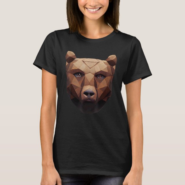 Cute Bear Head Polygon Low Poly Bears T-Shirt (Vorderseite)