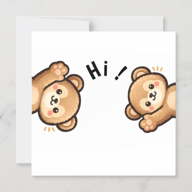 Cute Bear Hi Magnet | Kawaii Magnetic Card (Vorderseite)
