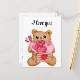 Cute bear in love full of love feiertagspostkarte