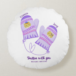 Cute Bear Mittens Personalized Lovers Round Pillow Rundes Kissen