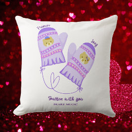 Cute Bear Mittens Personalized Lovers Throw Pillow Kissen