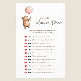 Cute Bear "Mom or Dad?" Baby Shower Game Flyer