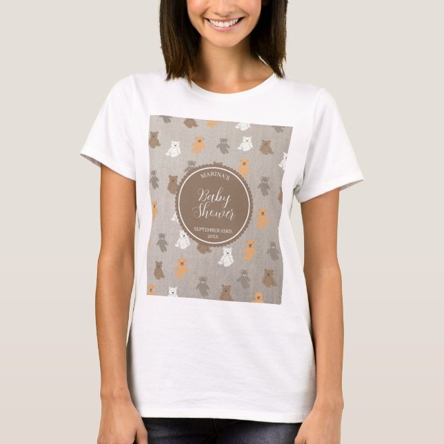 Cute Bear Pattern Baby Shower T-Shirt (Vorderseite)
