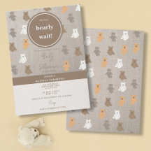 Cute Bear Pattern Gender Neutral Baby Shower