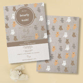 Cute Bear Pattern Gender Neutral Baby Shower Einladung