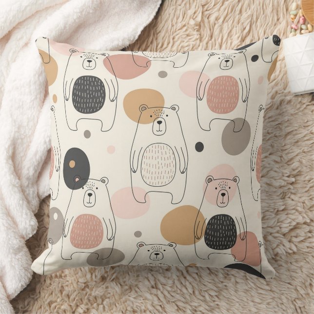 Cute Bear - Soft Pastel Woodland (3) Kissen (Decke)