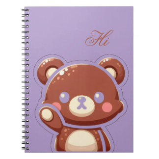 Cute Bear Spiral Notebook–Purple Teddy Bear Design Notizblock