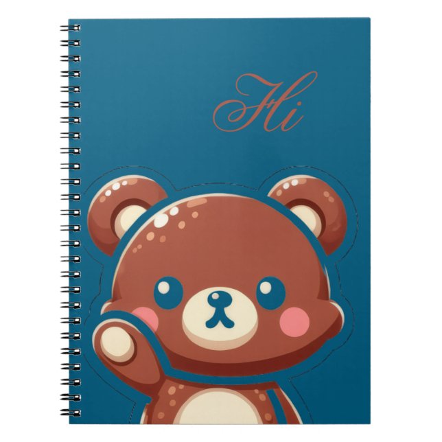 Cute Bear Spiral Notebook – Teal Blue Teddy Bear Notizblock (Vorderseite)
