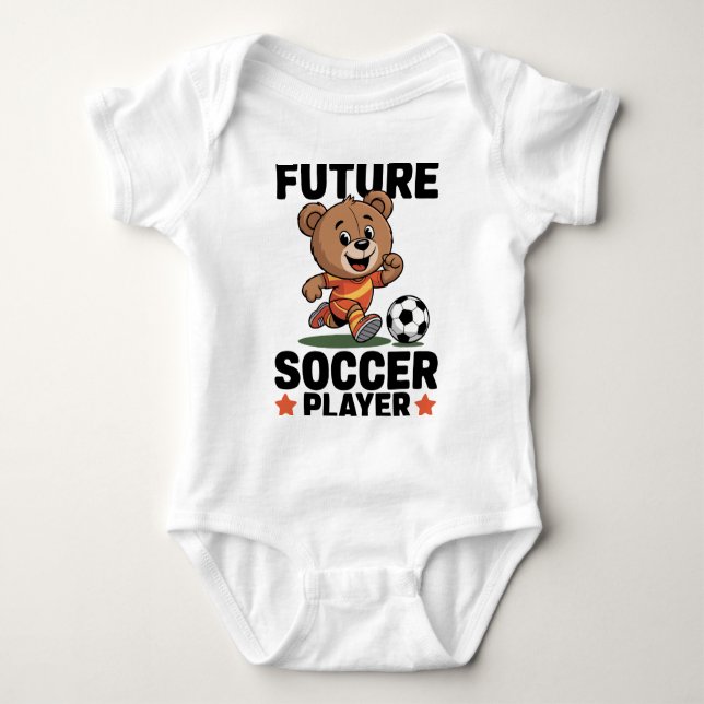 Cute Bear Sports Future Soccer Player Baby Strampler (Vorderseite)
