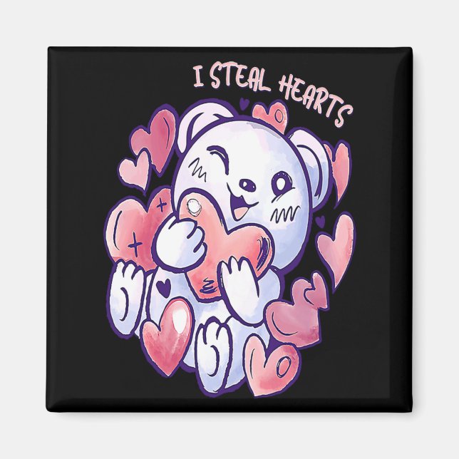Cute Bear Steal Hearts Valentines Day Or Toddler  Magnet (Vorne)