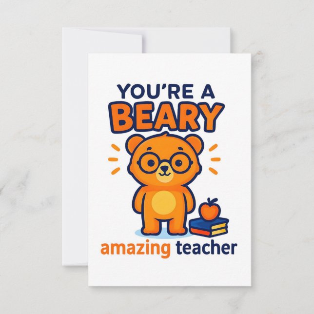  Cute Bear Teacher Appreciation Card Dankeskarte (Vorderseite)
