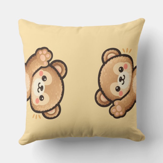 Cute Bear Throw Pillow | Kawaii Home Decor Cushion Kissen (Rückseite)