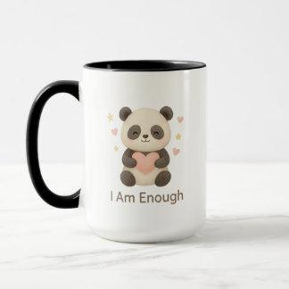 Cute Bear with Pink Heart — I Am Enough mug Tasse