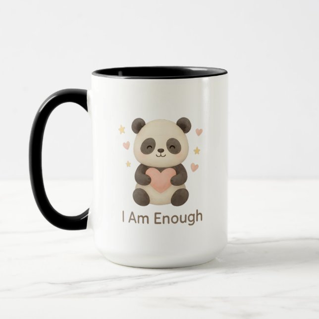 Cute Bear with Pink Heart — I Am Enough mug Tasse (Links)