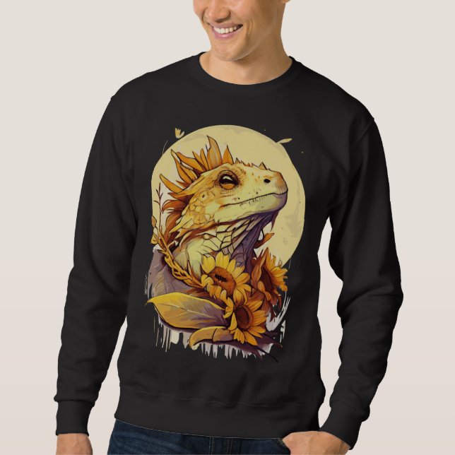 Cute Bearded Dragon Sunflower Reptile Lizard Sweatshirt (Vorderseite)