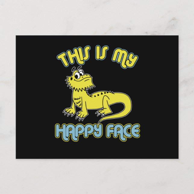 Cute Bearded Dragon This Is My Happy Face Bearded  Postkarte (Vorderseite)