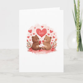 Cute Bears Valentine's Day Card Folded, Blank Karte