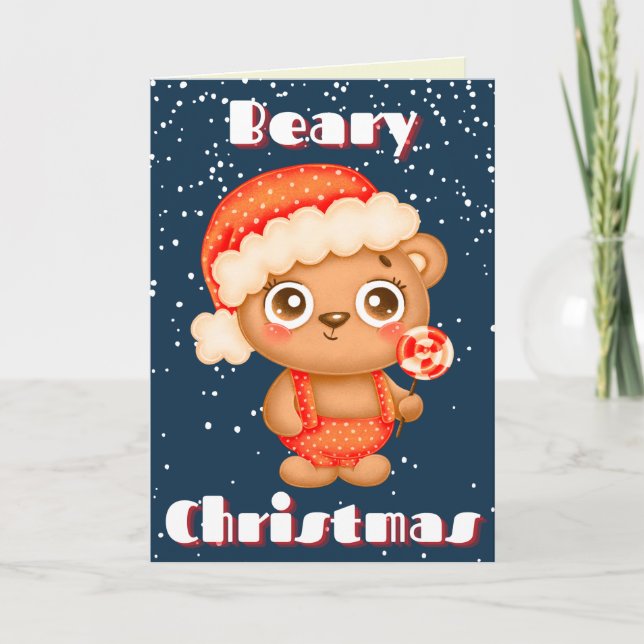 Cute Beary Christmas Card Karte (Vorderseite)