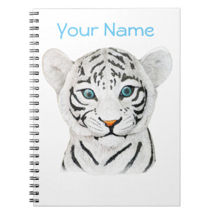 Cute Beautiful White Tiger With Blue Eyes Notizblock