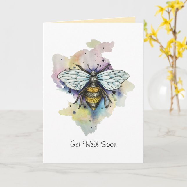 Cute Bee And Rainbow Wash Card Karte (Gelbe Blume)