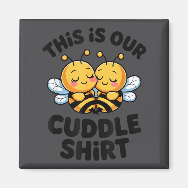 Cute Bee Couple Cuddle Funny Romantic  Magnet (Vorne)