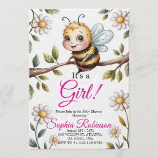 Cute Bee & Daisy Baby Shower Invitation Einladung