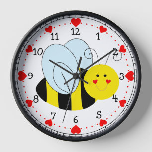 Cute Bee Hearts Numbered Uhr