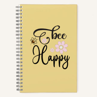 Cute Bee & Pink Daisy Floral Spiral Notebook | Kaw Notizbuch