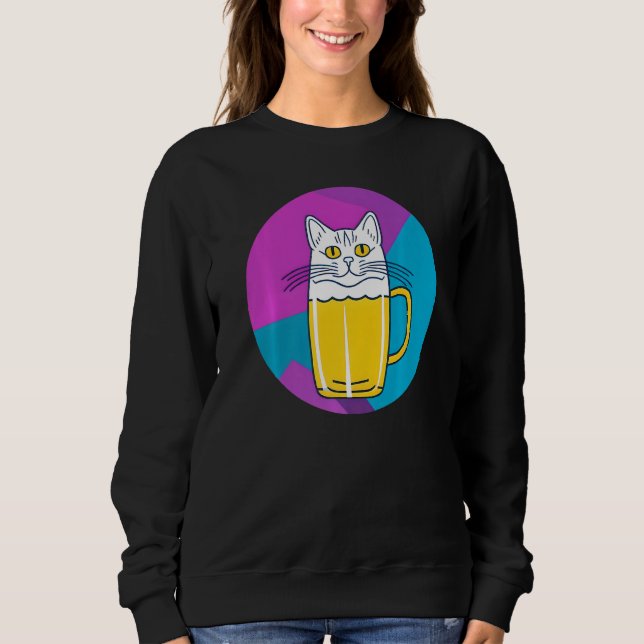 Cute Beer Cat Part Cat and Part Beer glass Sweatshirt (Vorderseite)