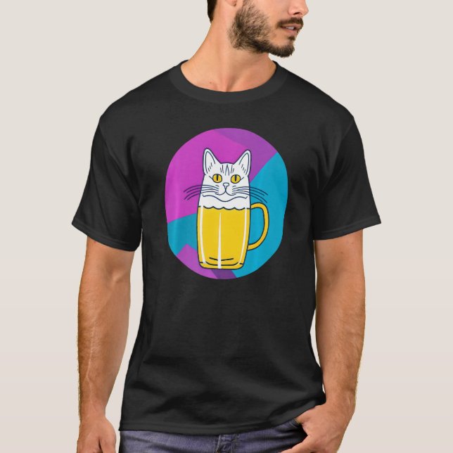 Cute Beer Cat Part Cat and Part Beer glass T-Shirt (Vorderseite)