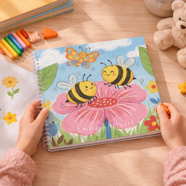 Cute Bees & Butterfly Kids Sketchbook Notizbuch (Von Creator hochgeladen)
