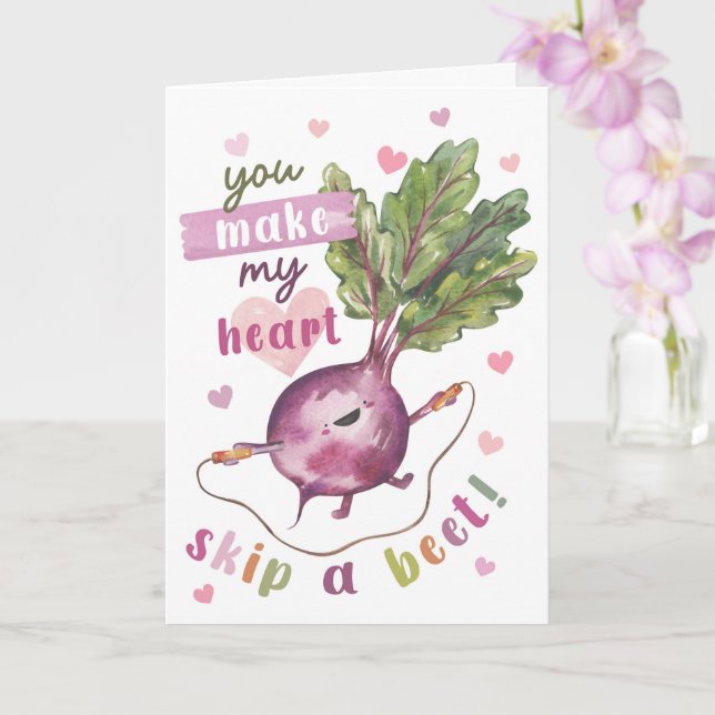 Cute Beet Valentine’s - My Heart Skip a Beet Karte (Orchidee)