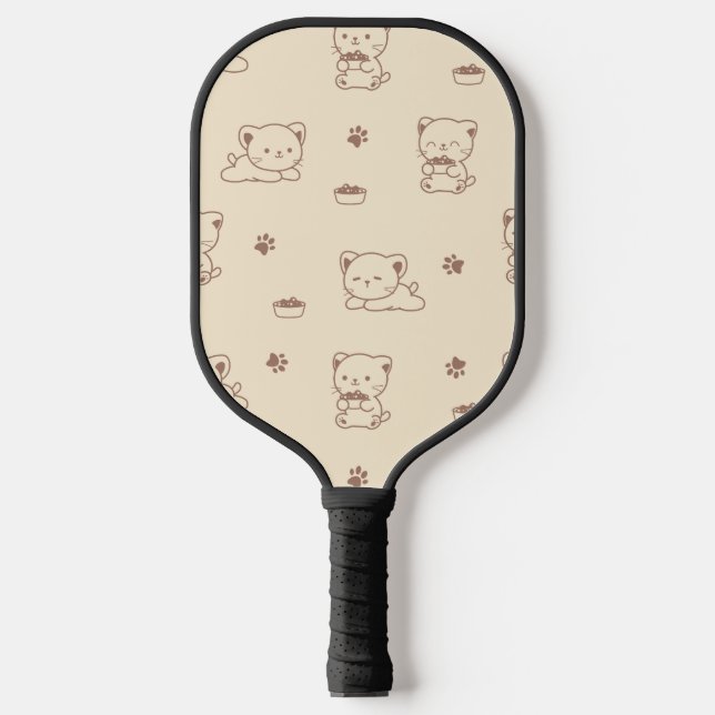 Cute Beige Cat Pattern (1) Pickleball Schläger (Vorderseite)