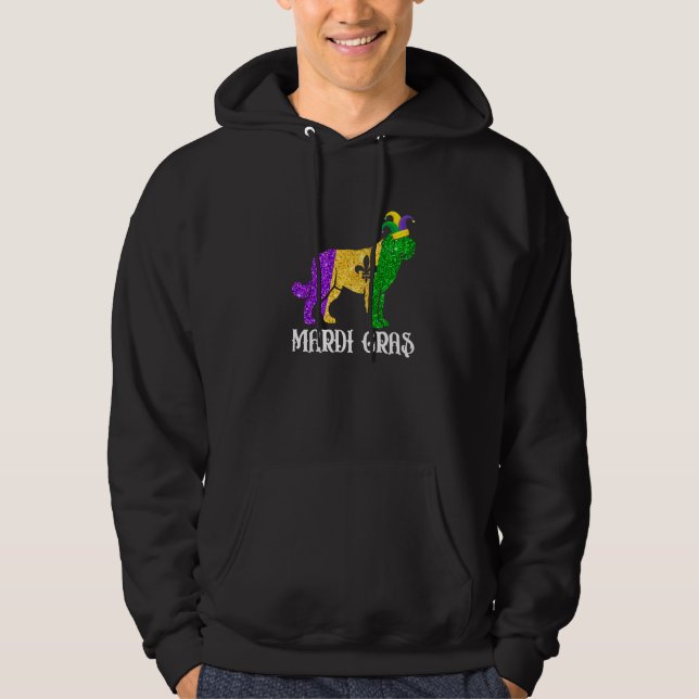 Cute Bernard Dog Lover Mardi Gras Party Jester Mas Hoodie (Vorderseite)