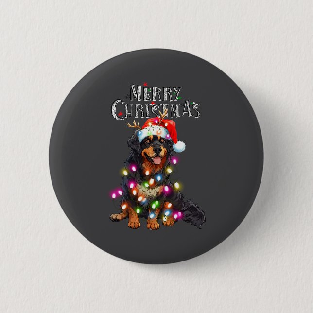 Cute Bernese Mountain Christmas Lights Xmas Dog Lo Button (Vorderseite)