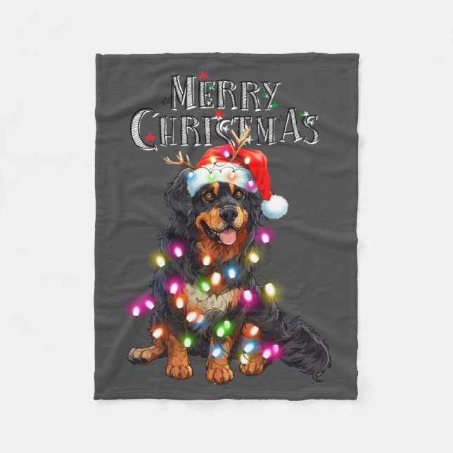 Cute Bernese Mountain Christmas Lights Xmas Dog Lo Fleecedecke (Vorderseite)