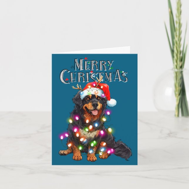 Cute Bernese Mountain Christmas Lights Xmas Dog Lo Karte (Vorderseite)