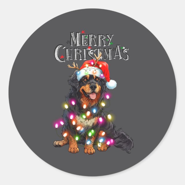 Cute Bernese Mountain Christmas Lights Xmas Dog Lo Runder Aufkleber (Vorderseite)
