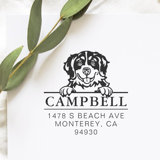 Cute Bernese Mountain Dog Custom Dog Address   Permastempel (Von Creator hochgeladen)