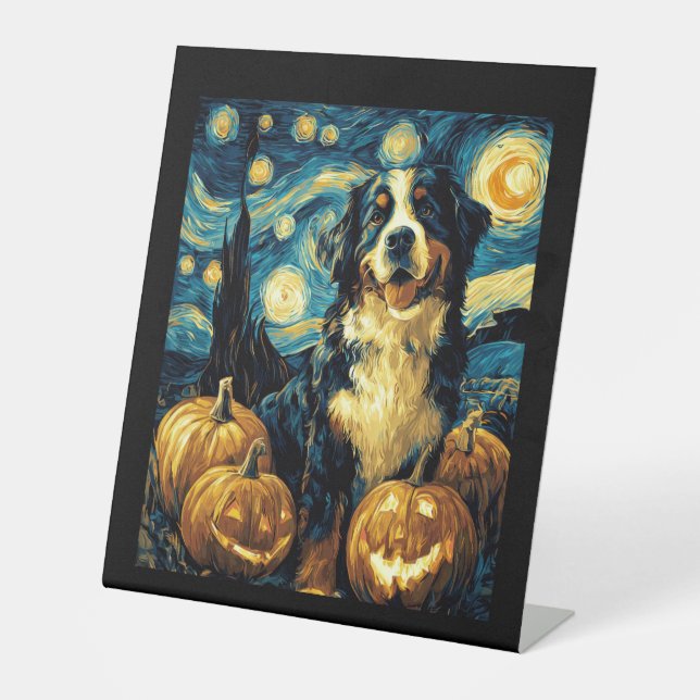 Cute Bernese mountain Dog Halloween Jack O Lantern Sockelschild (Vorderseite)