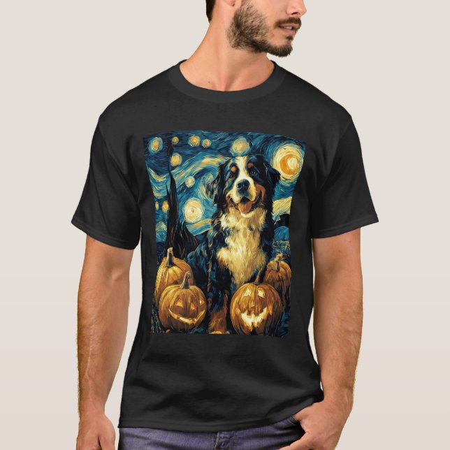 Cute Bernese mountain Dog Halloween Jack O Lantern T-Shirt (Vorderseite)