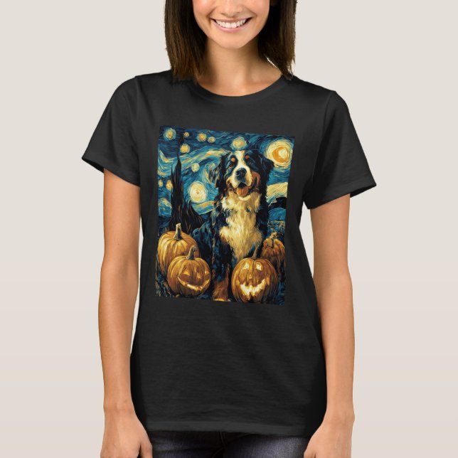Cute Bernese mountain Dog Halloween Jack O Lantern T-Shirt (Vorderseite)