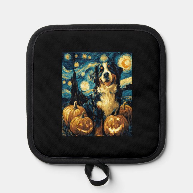 Cute Bernese mountain Dog Halloween Jack O Lantern Topflappen (Vorderseite)