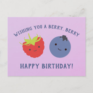 Cute Berry Happy Birthday Kawaii Berries Postkarte
