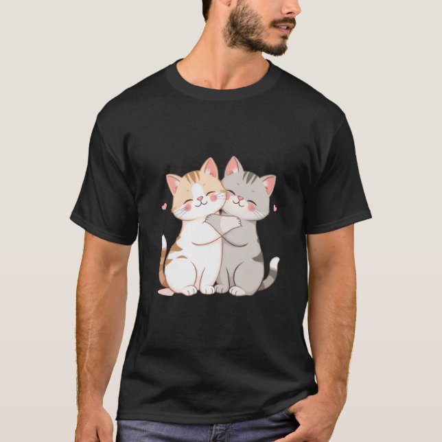 Cute Best Friend Kittens Hugging Love Art ✨🐾💕 T-Shirt (Vorderseite)