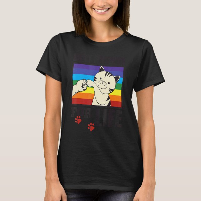 Cute Best Friends For Life Fist Bumping Cat Rainbo T-Shirt (Vorderseite)