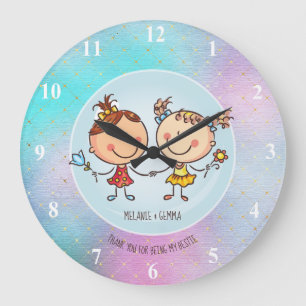 Cute BFF Besties Kawaii Gifts for Girls Friends Große Wanduhr